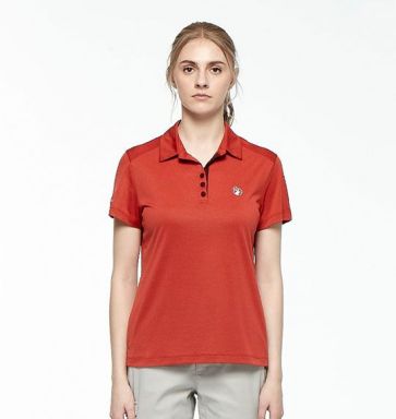 女彈性雙色POLO針織上衣